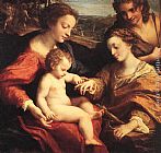 Correggio Canvas Paintings - The Mystic Marriage of St. Catherine